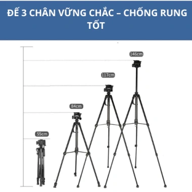 Tripod Gậy 3.120A Nhôm 3 Chân Chống Rung Cho Điện Thoại & Máy Ảnh Livestream, Chụp Ảnh, Kèm Túi 8