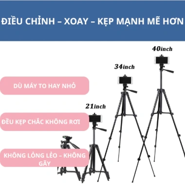 Tripod Gậy 3.120A Nhôm 3 Chân Chống Rung Cho Điện Thoại & Máy Ảnh Livestream, Chụp Ảnh, Kèm Túi 9