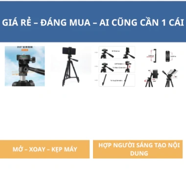 Tripod Gậy Chụp Hình 3.120A Nhôm Siêu Nhẹ Gập Gọn 106cm Kèm Túi Vải Chống Mờ Máy Ảnh & Điện Thoại - Giá 69.200 VND