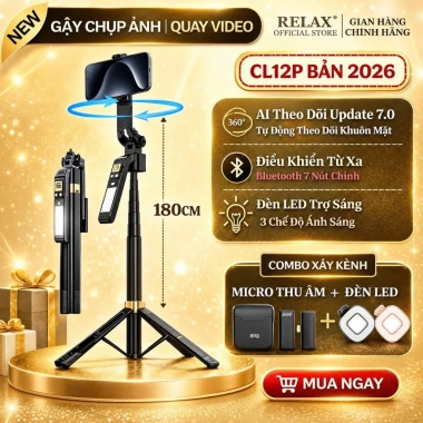 Tripod LaTech CL12P xoay tự động cảm biến người gập 30cm điều khiển từ 59.000VND