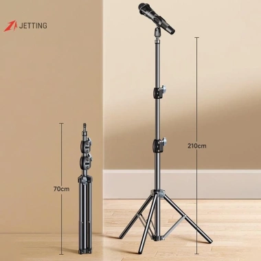 Tripod Micro Boom JETTING 1.7‑2.1m, Chân Đế 66cm, Tay Chữ Thập, Kẹp & Giá Đỡ Samsung Xiaomi 2