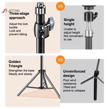 Tripod Micro Boom JETTING 1.7‑2.1m, Chân Đế 66cm, Tay Chữ Thập, Kẹp & Giá Đỡ Samsung Xiaomi 9