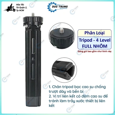 Tripod mini kim loại gấp gọn, đầu chuyển 1/4 inch, tải 5kg - phù hợp webcam, camera, DSLR, máy chiếu