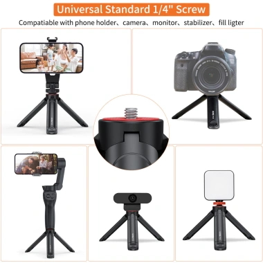 Tripod Mini Uurig TP05 – Chân Máy Ảnh Cầm Tay, Selfie, Webcam Bàn, Đinh 1/4 cho DSLR & Điện Thoại 4