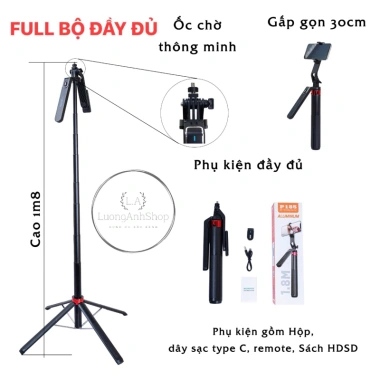 Tripod P185 Gấp Gọn Chụp Hình & Livestream Tiện Lợi - Selfie 299.000₫