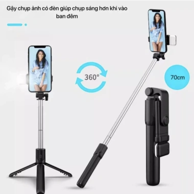 Tripod R1S 4in1 Giá đỡ điện thoại – chân máy nhẹ, gậy selfie, Bluetooth không dây, điều khiển từ xa, chỉ 55.000₫