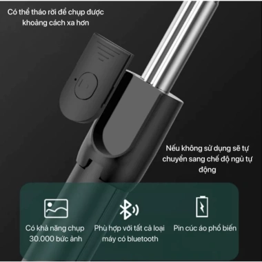 Tripod R1S 4in1 Giá đỡ điện thoại – chân máy nhẹ, gậy selfie, Bluetooth không dây, điều khiển từ xa, chỉ 55.000₫