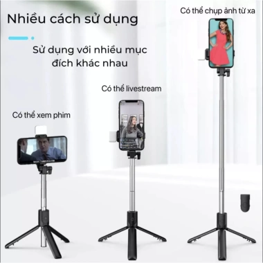 Tripod R1S 4in1 Giá đỡ điện thoại – chân máy nhẹ, gậy selfie, Bluetooth không dây, điều khiển từ xa, chỉ 55.000₫ 5 Tripod R1S 4in1 Giá đỡ điện thoại – chân máy nhẹ, gậy selfie, Bluetooth không dây, điều khiển từ xa, chỉ 55.000₫ 5