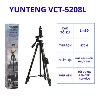 Tripod Yunteng VCT-5.208 - Chan de da nang cho dien thoai, may anh, livestream, quay video, chup anh - Gia chi 339.000 VND 3