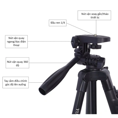 Tripod Yunteng VCT-5.208 - Chan de da nang cho dien thoai, may anh, livestream, quay video, chup anh - Gia chi 339.000 VND 5
