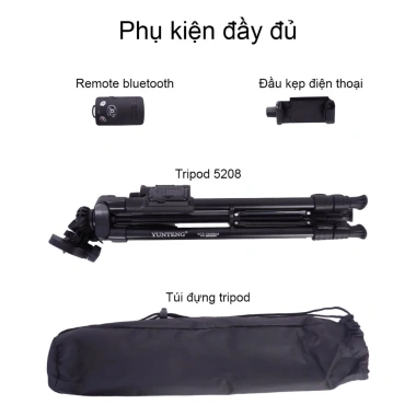 Tripod Yunteng VCT-5.208 - Chan de da nang cho dien thoai, may anh, livestream, quay video, chup anh - Gia chi 339.000 VND 9