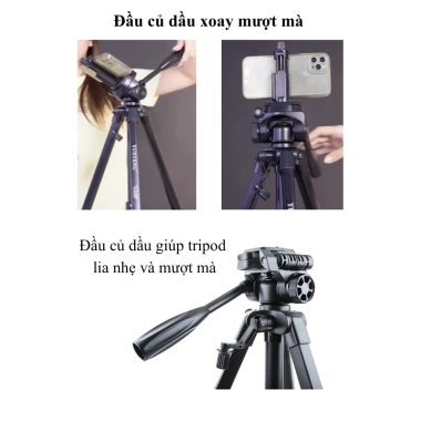 Tripod Yunteng VCT 668 – Chân Máy Ảnh, Kẹp Vặn, Remote Bluetooth, Túi Đựng, Giá 579k