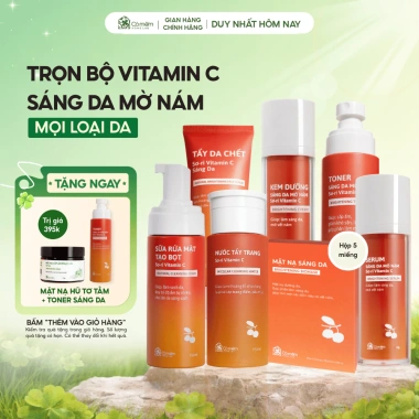 Trọn Bộ Chăm Sóc Da Vitamin C Ngừa Nám, Sáng Da, Chiết Xuất Sơ Ri Cỏ Mềm 1.9 Triệu