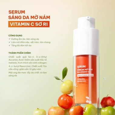 Trọn Bộ Chăm Sóc Da Vitamin C Ngừa Nám, Sáng Da, Chiết Xuất Sơ Ri Cỏ Mềm 1.9 Triệu