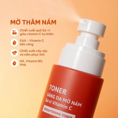 Trọn Bộ Chăm Sóc Da Vitamin C Ngừa Nám, Sáng Da, Chiết Xuất Sơ Ri Cỏ Mềm 1.9 Triệu