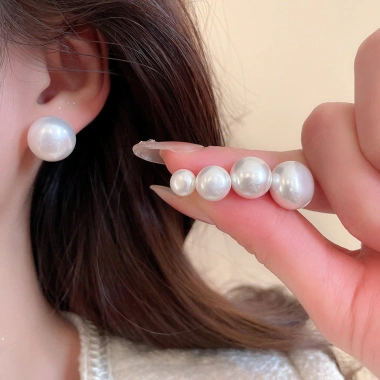 Tròn Ngọc Trai Bông Tai Phong Cách Pháp Đơn Giản - Phụ Kiện Thời Trang Nữ, Giá chỉ 64,900 VND 2