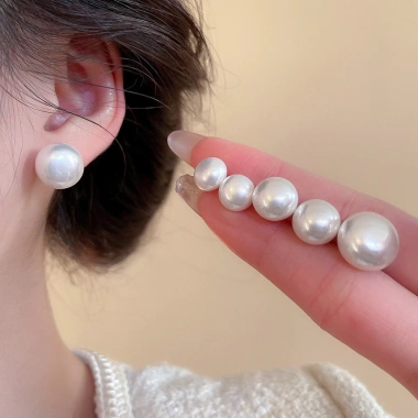 Tròn Ngọc Trai Bông Tai Phong Cách Pháp Đơn Giản - Phụ Kiện Thời Trang Nữ, Giá chỉ 64,900 VND 3