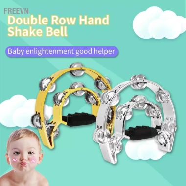 Trống Tambourine Cầm Tay Công Thái Học – Chuông Tay Đôi Kim Loại Leng Keng cho Sân Khấu, Tiệc, KTV – Giá 369.600₫