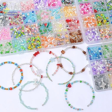 TRTOP 12/24 - Bộ Thủy Tinh Hạt Cơm DIY Vòng Tay & Vòng Cổ, Trang Sức, Giá 45.100 VND 2