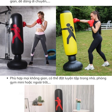 Trụ Đấm Bơm Hơi Tự Cân Bằng Xoay 360 độ - Bao Cát Võ Thuật Luyện Phản Xạ Đối Kháng 179k