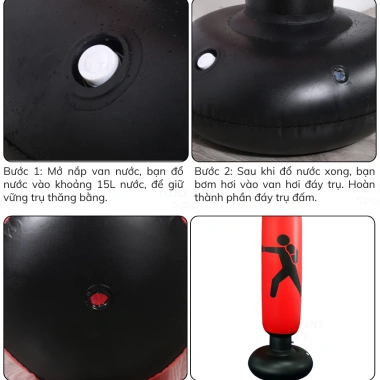 Trụ Đấm Bơm Hơi Tự Cân Bằng Xoay 360 độ - Bao Cát Võ Thuật Luyện Phản Xạ Đối Kháng 179k