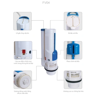 Trụ xả nước bồn cầu 2 nút nhấn Hùng Anh - Van nhựa bền, giá giảm 22% chỉ 156.000₫ 7