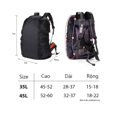 Trùm Balo Chống Nước 35L‑80L – Áo Bọc Balo Đi Mưa Giá 40k (Giảm 8k) 8 Trùm Balo Chống Nước 35L‑80L – Áo Bọc Balo Đi Mưa Giá 40k (Giảm 8k) 8