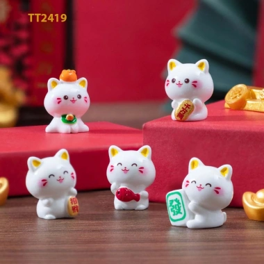 TT2.419 Set 5 mix mèo chiêu tài nhựa resin mini Trang trí tiểu cảnh chỉ 19.500₫ 2