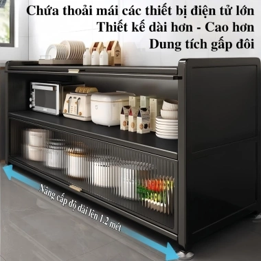 Tủ bếp 3 tầng đa chức năng 2 trong 1, lưu trữ + bàn làm việc, thép carbon dày, kín 6 mặt - Giá 1.19 triệu 8 Tủ bếp 3 tầng đa chức năng 2 trong 1, lưu trữ + bàn làm việc, thép carbon dày, kín 6 mặt - Giá 1.19 triệu 8