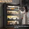Tủ bếp đa năng đen chống bụi thép cacbon, bánh xe, kệ 1‑4 tầng, chỉ 1.099.000₫