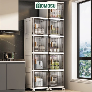 Tủ Bếp Nhựa TUN006 Đựng Gia Vị & Đồ Ăn Sang Trọng, Bánh Xe Di Chuyển, Giá 249k