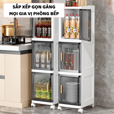 Tủ Bếp Nhựa TUN006 Đựng Gia Vị & Đồ Ăn Sang Trọng, Bánh Xe Di Chuyển, Giá 249k 3