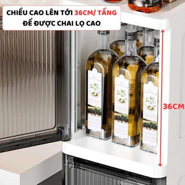 Tủ Bếp Nhựa TUN006 Đựng Gia Vị & Đồ Ăn Sang Trọng, Bánh Xe Di Chuyển, Giá 249k 4