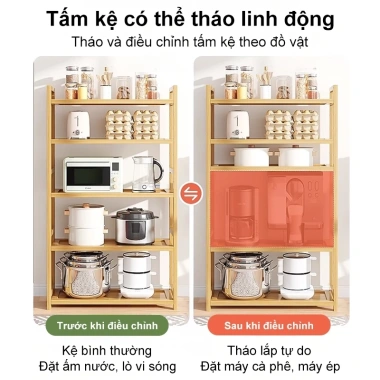 Tủ Bếp WOODLAND Tre Tự Nhiên - Kệ Đa Năng, Khung Cao Cấp, Lò Vi Sóng, Lắp Đặt Dễ Dàng, 268k
