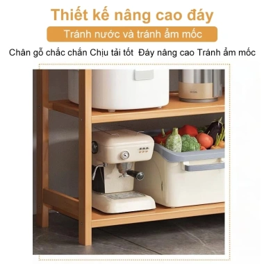 Tủ Bếp WOODLAND Tre Tự Nhiên - Kệ Đa Năng, Khung Cao Cấp, Lò Vi Sóng, Lắp Đặt Dễ Dàng, 268k