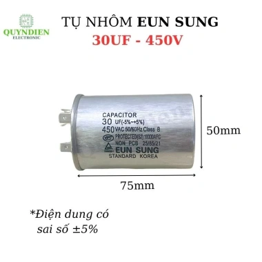 Tụ Điều Hòa 30uF 450V Vỏ Nhôm Korea Hàn Quốc 2 Chân Cắm - Giá ưu đãi 73.914 VND 2