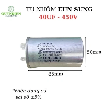 Tụ Điều Hòa 40uF 450V Vỏ Nhôm Máy Nén, Máy Lạnh, 2 Chân Cắm, Korea, Quỳnh Diễn 2 Tụ Điều Hòa 40uF 450V Vỏ Nhôm Máy Nén, Máy Lạnh, 2 Chân Cắm, Korea, Quỳnh Diễn 2