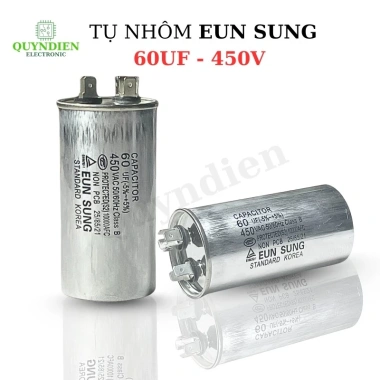 Tụ Điều Hòa 60uF 450V Vỏ Nhôm Hàn Quốc 2 Chân Cắm - Linh Kiện Quỳnh Diễn Giá Tốt