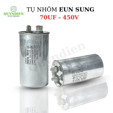Tụ Điều Hòa 70uF 450V Vỏ Nhôm Hàn Quốc - Tụ Máy Nén 2 Chân Cắm Quỳnh Diễn