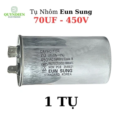 Tụ Điều Hòa 70uF 450V Vỏ Nhôm Hàn Quốc - Tụ Máy Nén 2 Chân Cắm Quỳnh Diễn