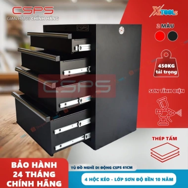 Tủ đồ nghề CSPS 61cm 4 hộc kéo đen, tải 450kg, sơn bền 10 năm 3.641.000 VND