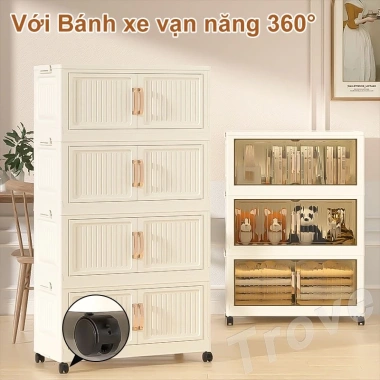 Tủ Đựng Đồ Đa Năng Gấp Gọn Di Động Có Bánh Xe - Lưu Trữ Trong Áo Hợp Đồ Bếp