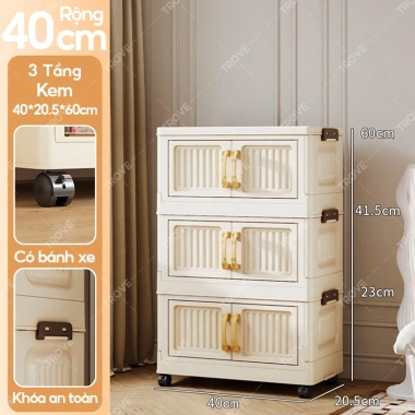 Tủ Đựng Đồ Đa Năng Gấp Gọn Di Động Có Bánh Xe - Lưu Trữ Trong Áo Hợp Đồ Bếp