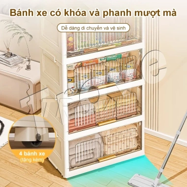 Tủ Đựng Đồ Đa Năng Nắp Lật, Gấp Gọn Không Cài Đặt, Có Bánh Xe, Giá Ưu Đãi 128.000₫