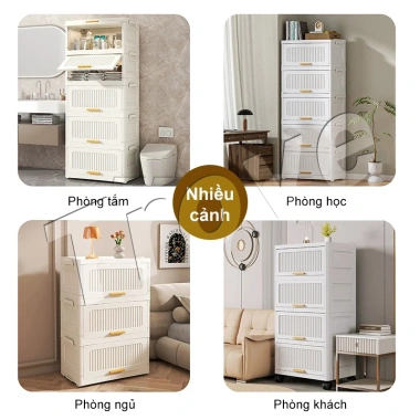 Tủ Đựng Đồ Đa Năng Nắp Lật, Gấp Gọn Không Cài Đặt, Có Bánh Xe, Giá Ưu Đãi 128.000₫