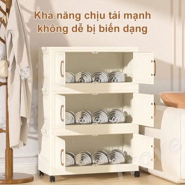 Tủ đựng đồ đa năng nhựa PP gấp gọn, cửa chống bụi hai lớp - Giá chỉ 235.000 VNĐ