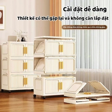 Tủ đựng đồ đa năng nhựa PP gấp gọn, cửa chống bụi hai lớp - Giá chỉ 235.000 VNĐ