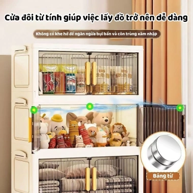 Tủ đựng đồ đa năng nhựa PP gấp gọn, cửa chống bụi hai lớp - Giá chỉ 235.000 VNĐ