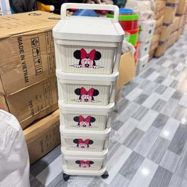 Tủ kệ Mickey 3-5 tầng có bánh xe, lưu trữ bỉm sữa, sách, xe đẩy – 85.200₫ 4