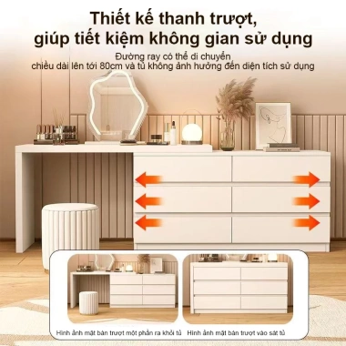 Tủ kết hợp bàn trang điểm xoay 3 kích thước, biến đổi bàn làm việc, ngăn chứa đồ - 1,489,000₫ 2 Tủ kết hợp bàn trang điểm xoay 3 kích thước, biến đổi bàn làm việc, ngăn chứa đồ - 1,489,000₫ 2